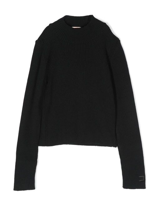 Mock-neck ribbed knit jumper - Black