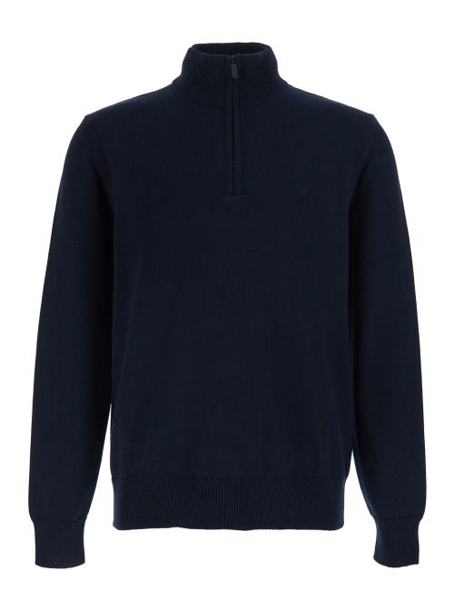 Half-Zip Cotton Sweater — Navy