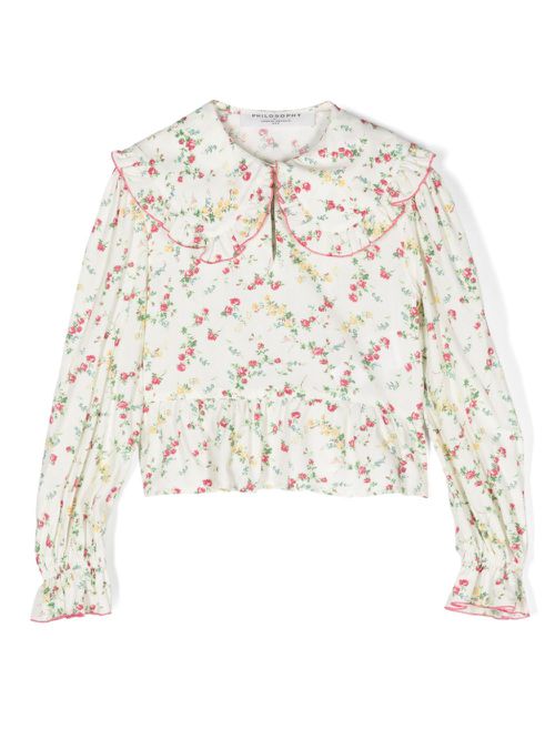 Floral-print blouse - White