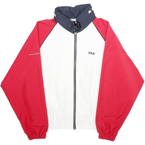 FILA Womens White & Red Zip Jacket L Plain Lightweight Casual Retro Sportswear