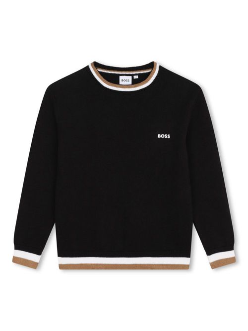 Logo-print stripe-detail jumper - Black