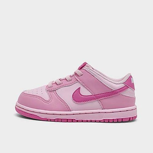 Girls' Toddler Dunk Low Stretch Lace Casual Shoes in Pink Rise/Pink Foam/White