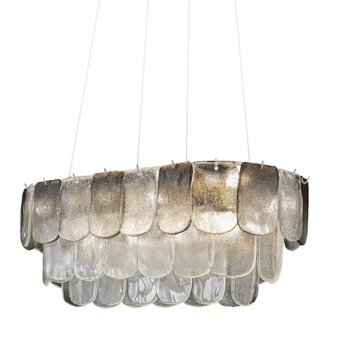 Polished Nickel, Crystalline Smoke Island Pendant from the Bianca Collection
