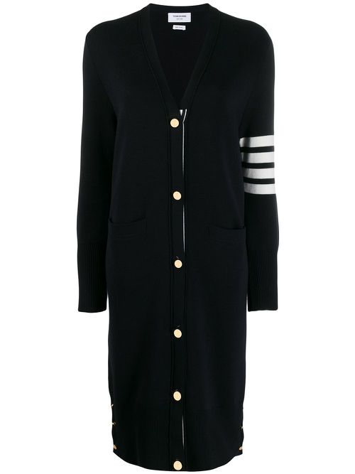 4-Bar v-neck long cardigan - Blue