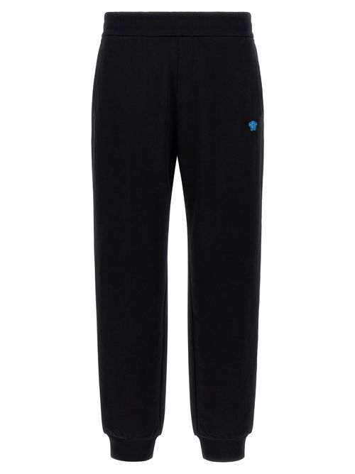 Logo-Embroidered Cotton Joggers — Black