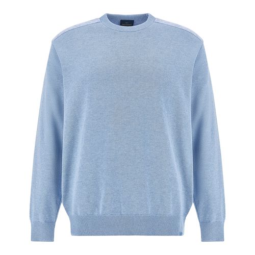 Crew‑neck sweater in Fresco cotton with linen details, Man, Allure