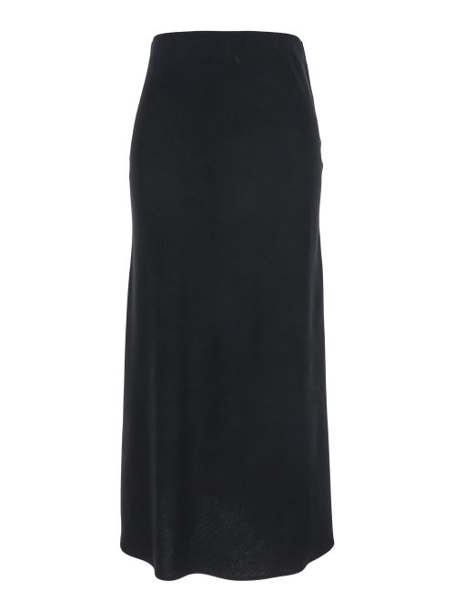 High-Waist Cotton Midi Skirt — Black