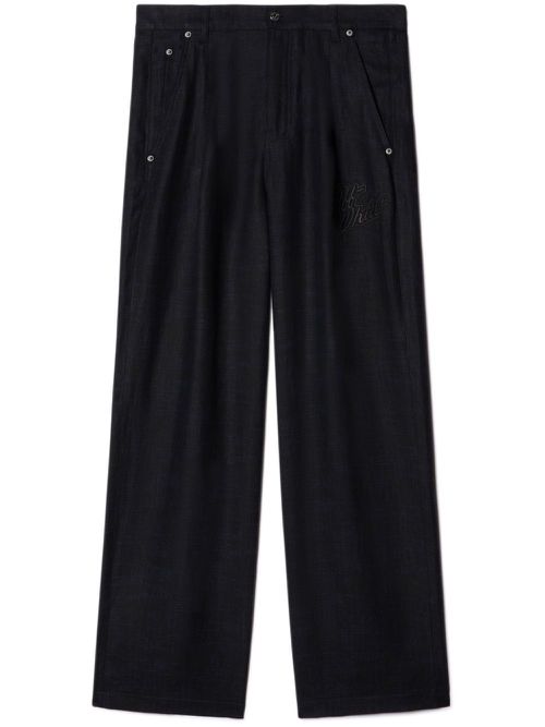 Wide-leg linen trousers - Black