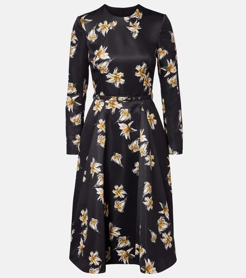 Uccellina floral duchess satin midi dress