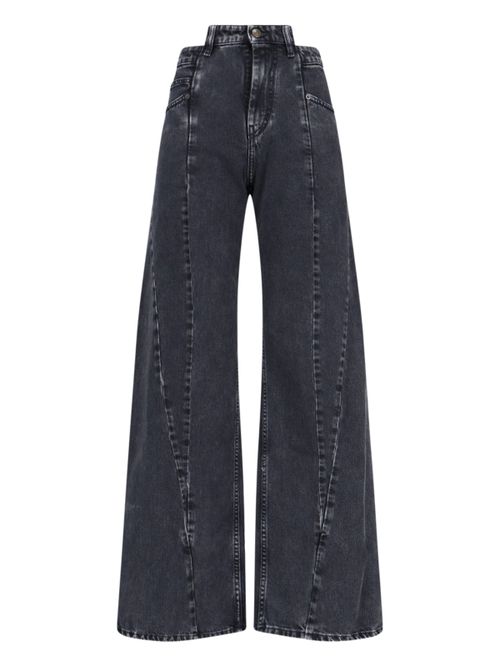 Deconstructed Paint Effect Cotton Trousers for Women