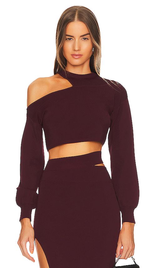 Michael Costello x REVOLVE Asym Cut Out Dolman Sweater in Purple. - XL also in L, M, S