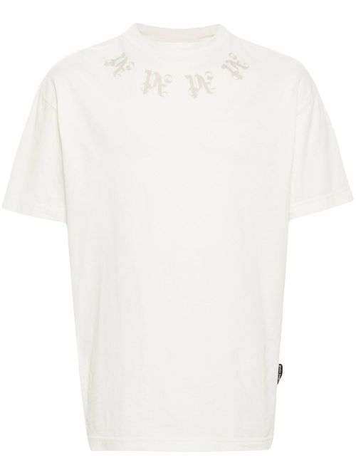 Monogram-print cotton T-shirt - Neutrals