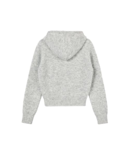 HAIRY KNIT HOOD ZIP-UP
