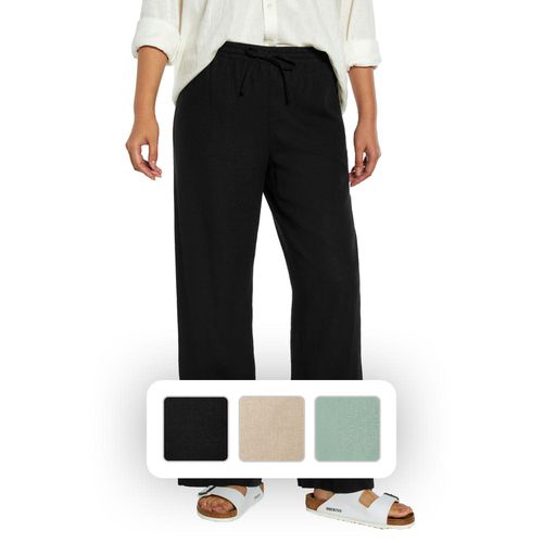 Ladies Linen Pull On Pant True Black