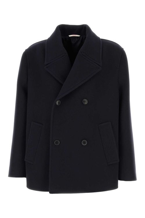 Virgin Wool Double-Breasted Coat — Navy