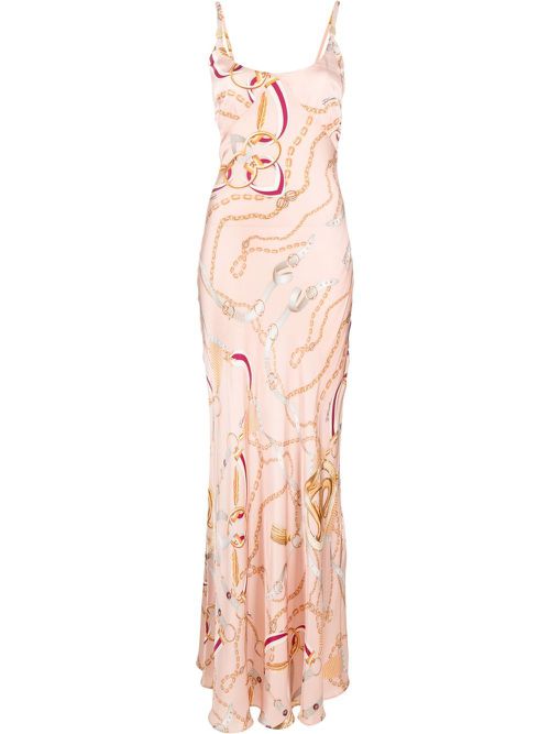 Chain-print maxi dress - Pink