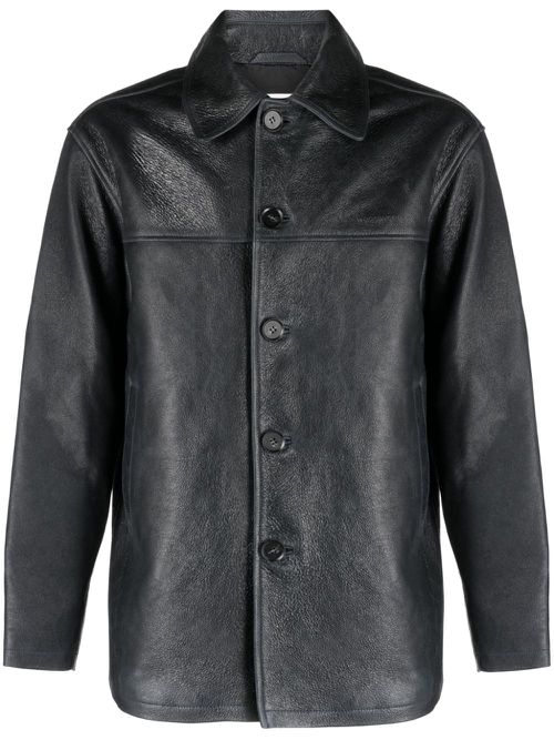 Leather shirt jacket - Blue