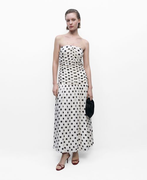 Women's Draped Body Polka Dot Dress - Off White
