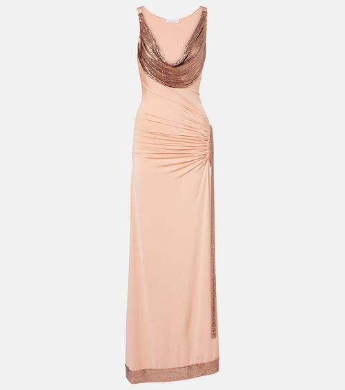Chainmail satin gathered gown
