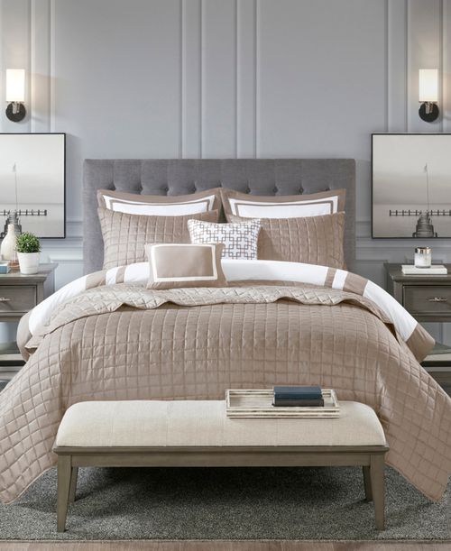 Heritage 8-Pc. Comforter & Coverlet Set, King/California King - Taupe