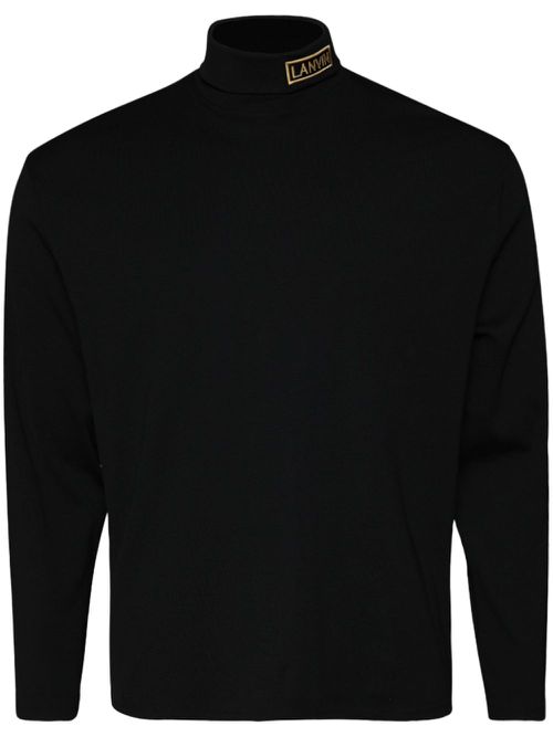 Logo-appliqué cotton jumper - Black
