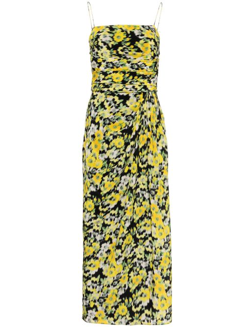Floral-print midi dress - Yellow