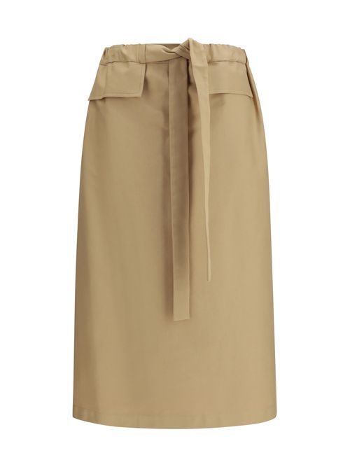 Cotton Midi Skirt — Beige