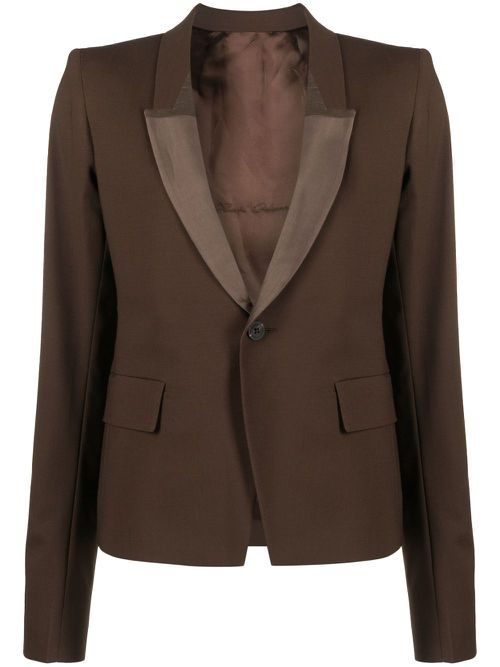 Shawl-lapels single-breasted blazer - Brown