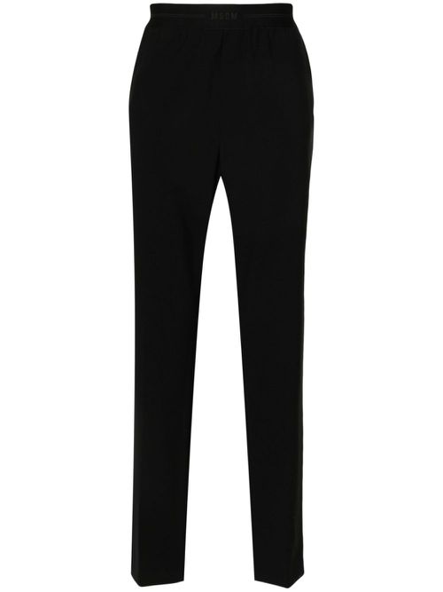 Logo-waistband tapered trousers - Black