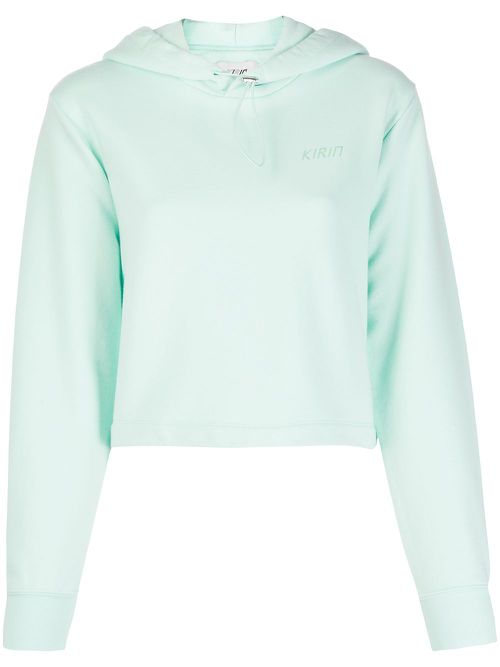Logo cropped drawstring hoodie - Green