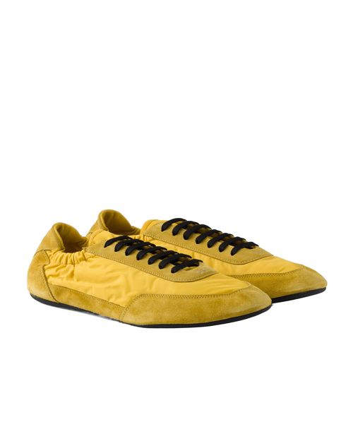 Collapse Re-Nylon and suede elasticized sneakers