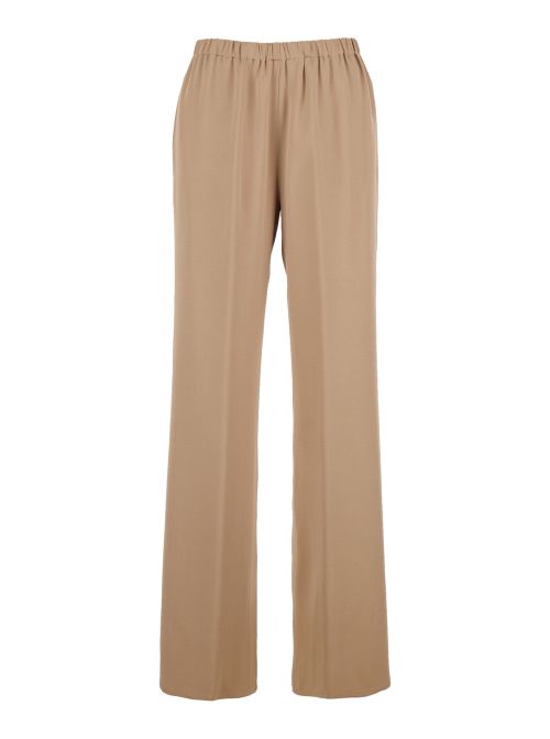 Acetate-Viscose Blend Trousers — Beige