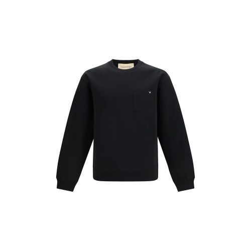 VLogo-Embroidered Cotton Sweatshirt — Black