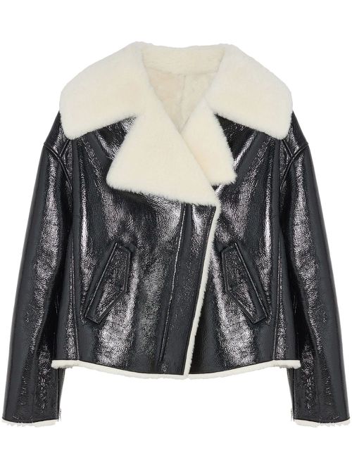 Shearling-lining biker jacket - Black