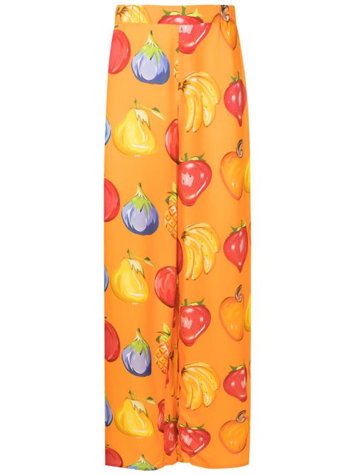 Fruit-print straight trousers - Orange