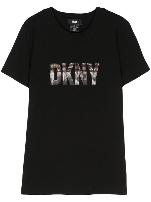 Rhinestone-embellished logo T-Shirt - Black