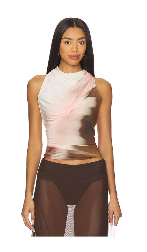 Helmut Lang Sleeveless Wind Top in Pink Multi. L also in XS