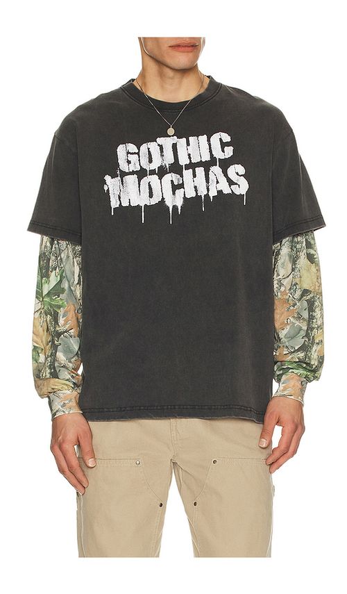 Gothicmochas Stencil Spray Layered Long Sleeve Tee in Black. - L also in S, M, XL/1X