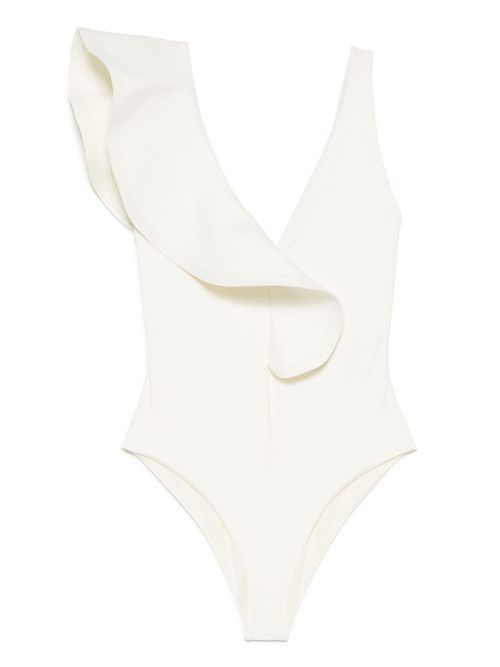 Ruffle-detailing swimsuit - Neutrals