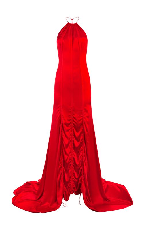 Dip-Dyed Silk Halter Gown