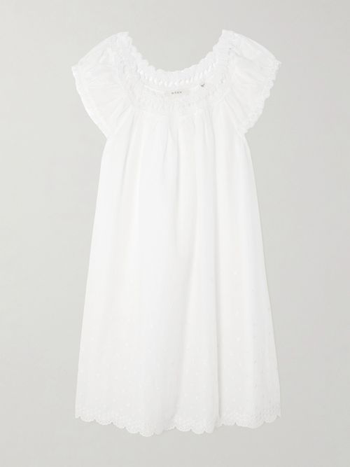 Lelia Embroidered Lace-trimmed Organic Cotton-voile Mini Dress