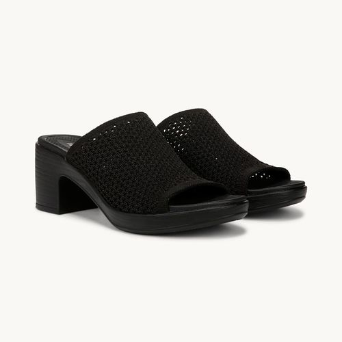 For Shoes Ella Block Heel Sandal Black Fabric