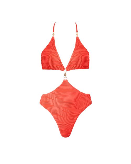 Bluebella Orta Plunge Cut-out Swimsuit Hot Coral