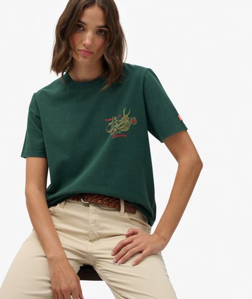 Superdry Women's Tokyo Narrative Relaxed T-shirt Green
