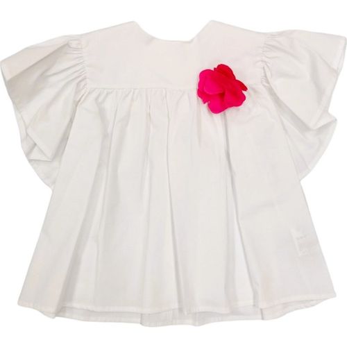 Nanan - Blusa Bianca C/Fore Fuxia E