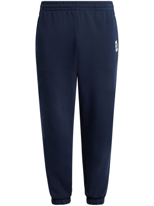 Slogan-embroidered elasticated track pants - Blue