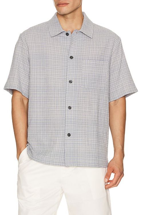 Theory Mini Texture Check Shirt in Bering Multi - Grey,Slate. XXL/2X also in S, M, L, XL/1X