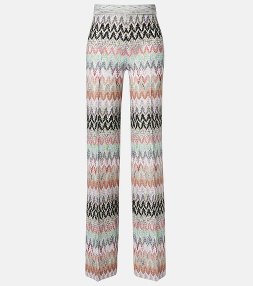 Zigzag lamé straight pants