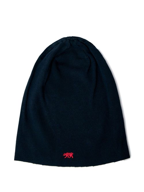 Logo-motif ribbed beanie - Black