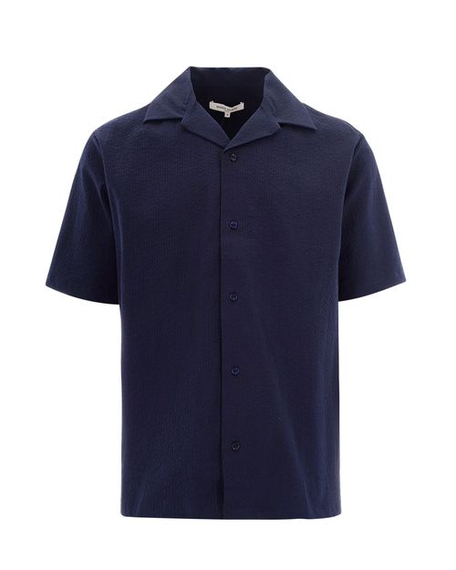 Seersucker Shirt — Navy